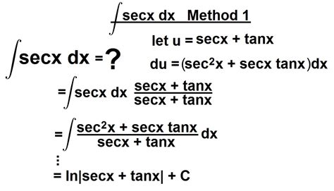 integral of secx dx